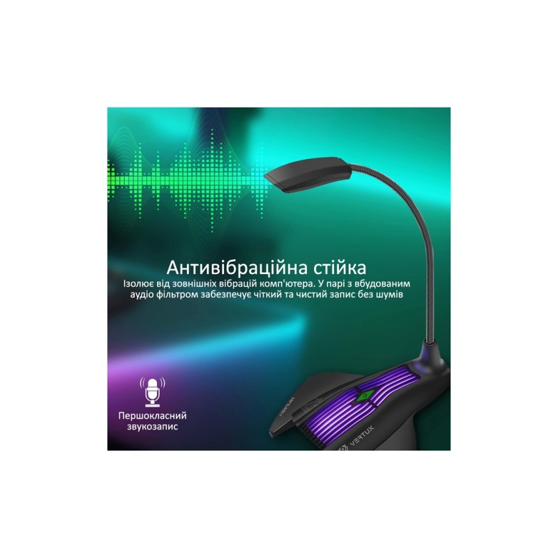 Микрофон Vertux VertuMic-1 LED USB Black (vertumic-1.black)