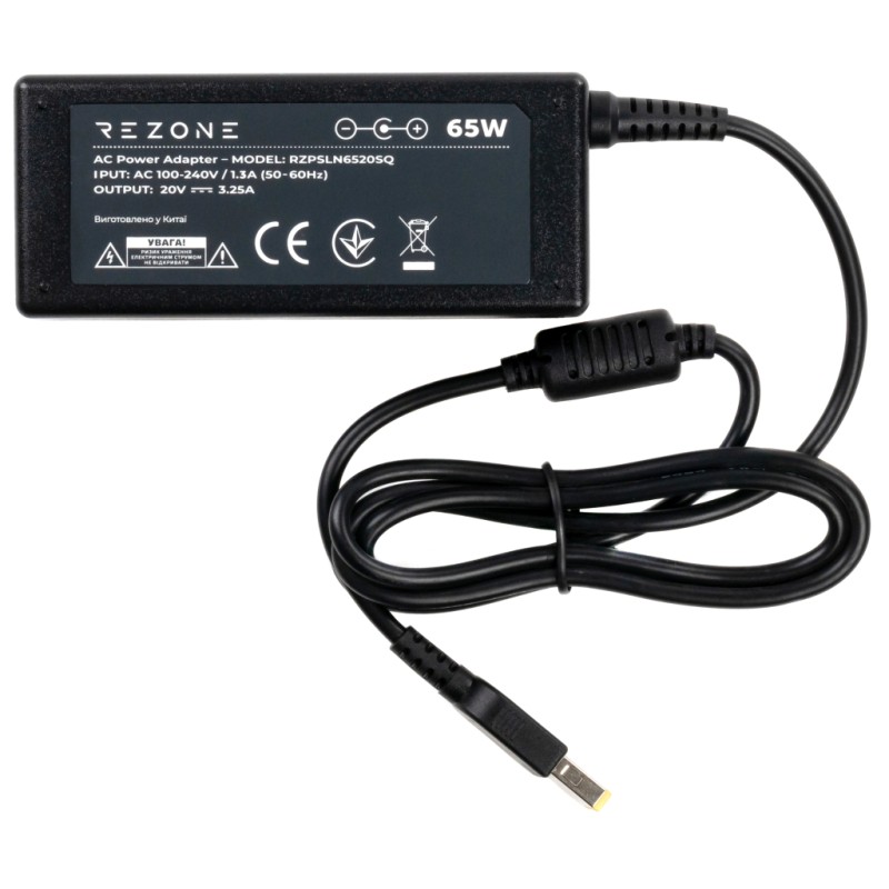 Блок питания к ноутбуку Rezone Lenovo 65W 20V 3.25А square with pin (RZPSLN6520SQ)