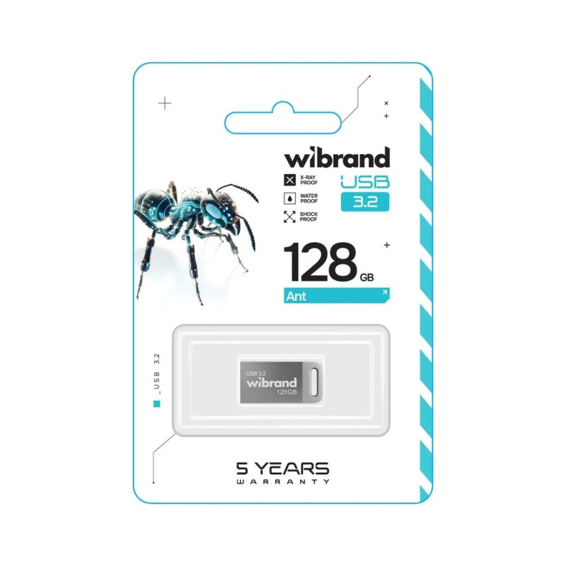 USB флеш накопитель Wibrand 128GB Ant Silver USB 3.2 Gen 1 (USB 3.0) (WI3.2/AN128M4S)