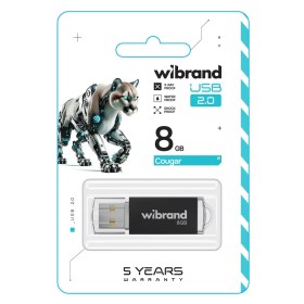 USB флеш накопитель Wibrand 8GB Cougar Black USB 2.0 (WI2.0/CU8P1B)