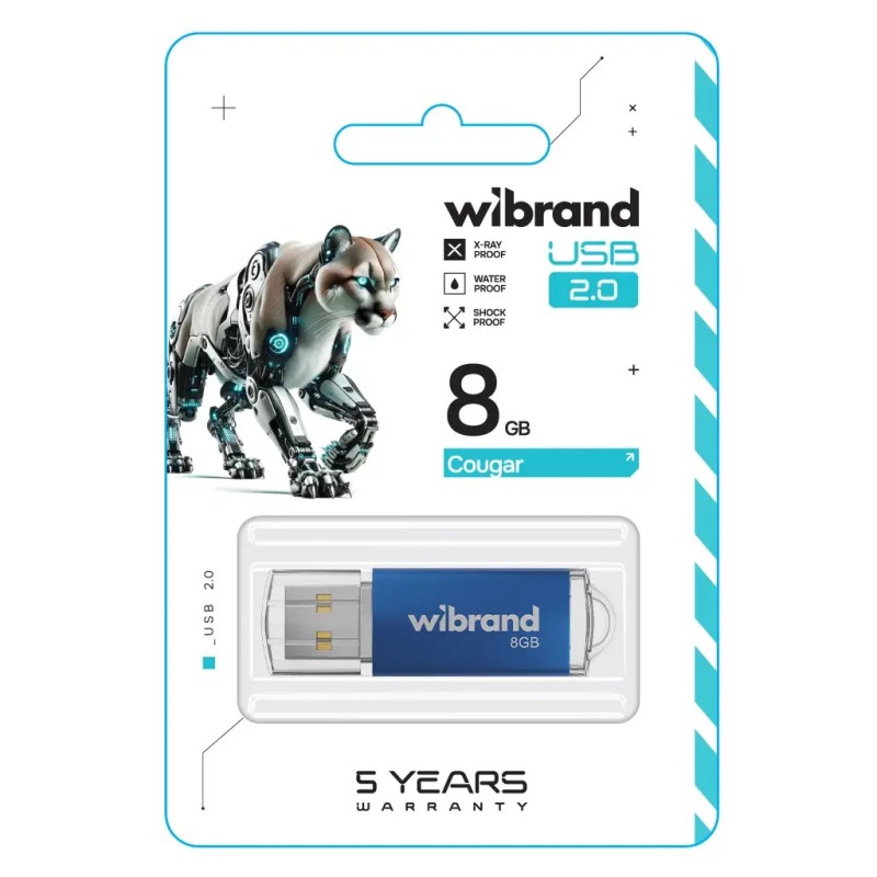 USB флеш накопитель Wibrand 8GB Cougar Blue USB 2.0 (WI2.0/CU8P1U)