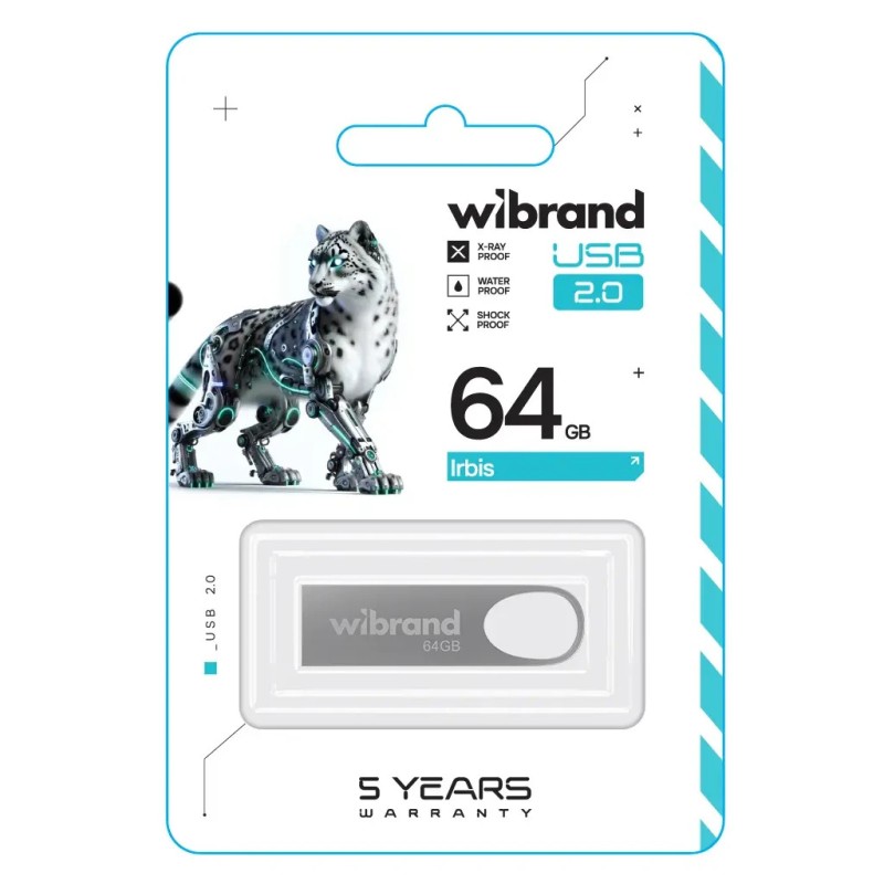 USB флеш накопитель Wibrand 64GB Irbis Silver USB 2.0 (WI2.0/IR64U3S)
