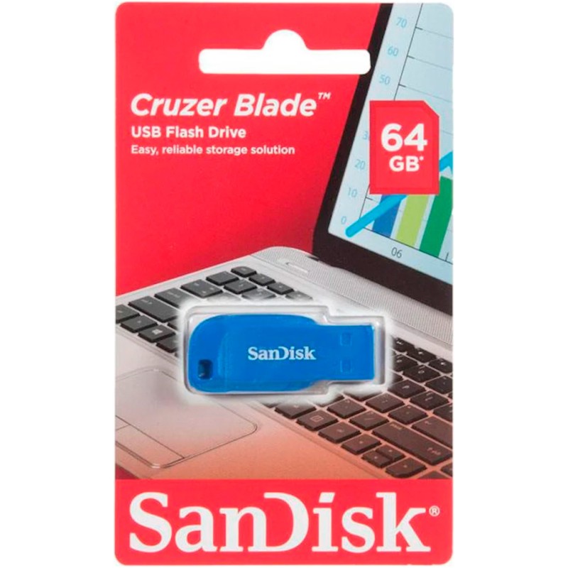 USB флеш накопитель SanDisk 64GB Cruzer Blade Electric Blue USB 2.0 (SDCZ50C-064G-B35BE)