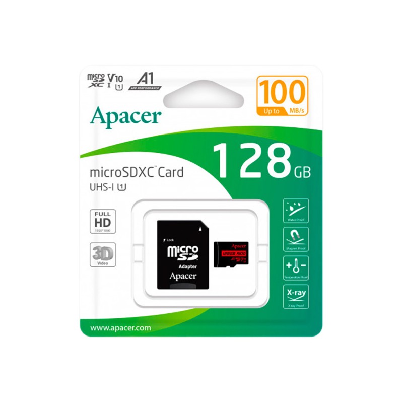 Карта памяти Apacer 128GB microSD class 10 UHS-I V10 A1 (AP128GMCSX10UB-R)