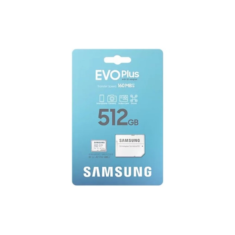 Карта памяти Samsung 512 GB microSDXC Class 10 UHS-I U3 V30 A2 EVO Plus+SD Adapte (MB-MC512SA/EU)