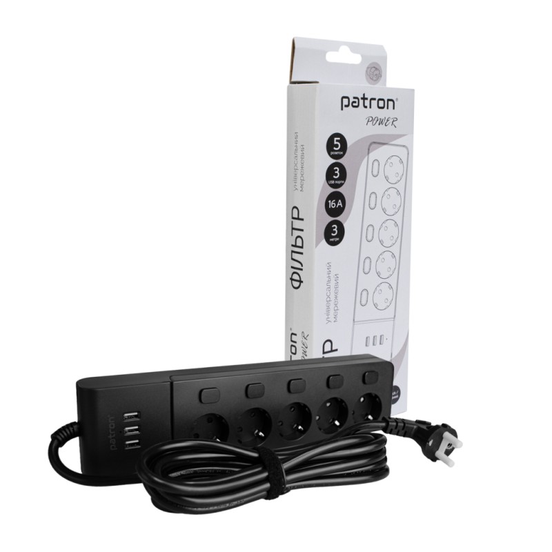 Сетевой фильтр питания Patron SP1653-USB (EXT-PN-SP-1653-USB)