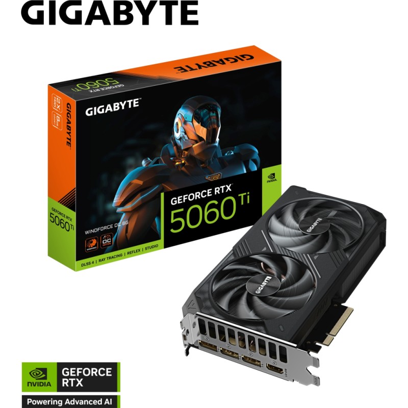 Відеокарта GIGABYTE GeForce RTX5060Ti 8Gb WINDFORCE OC (GV-N506TWF2OC-8GD)