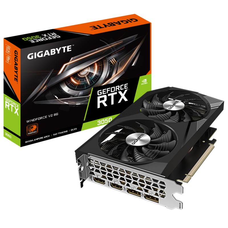 Видеокарта GIGABYTE GeForce RTX3050 8Gb WINDFORCE V2 (GV-N3050WF2V2-8GD)