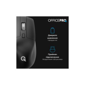 Мышка OfficePro M395B Silent Click Ergonomic Wireless Black (M395B)