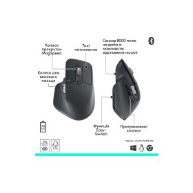 Мышка Logitech MX Master 3S Performance Bluetooth Graphite (910-007501)