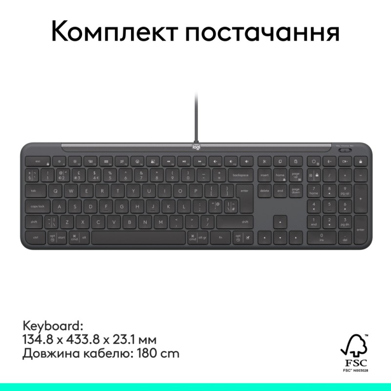 Клавиатура Logitech Signature Slim K620 for Business USB-C UA Graphite (920-013333)