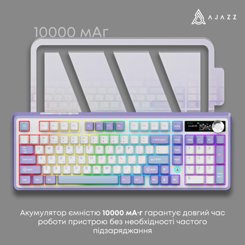 Клавиатура Ajazz AK980 V2 Gift Switch V2 Wireless/Bluetooth/USB UA White/Blue (AK980-V2-G-PWB)