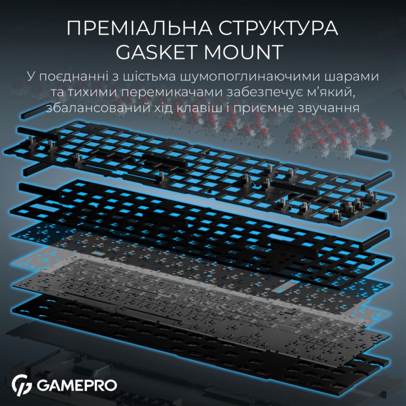 Клавиатура GamePro Asgard Drakkar Keychron Super Red Switch Wireless/Bluetooth/USB UA Black (MK305BK)