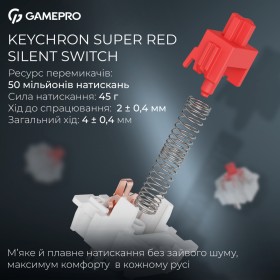 Клавиатура GamePro Asgard Drakkar Keychron Super Red Switch Wireless/Bluetooth/USB UA