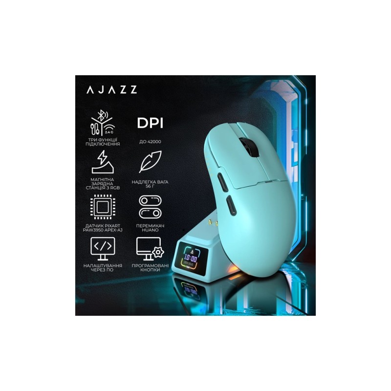 Мышка Ajazz AJ159 APEX Wireless/Bluetooth/USB Blue (AJM159-A-BLUE)