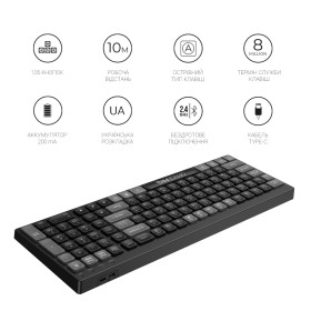 Клавиатура OfficePro SK985B Wireless/Bluetooth Black (SK985B)