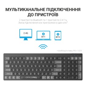 Клавиатура OfficePro SK985B Wireless/Bluetooth Black (SK985B)