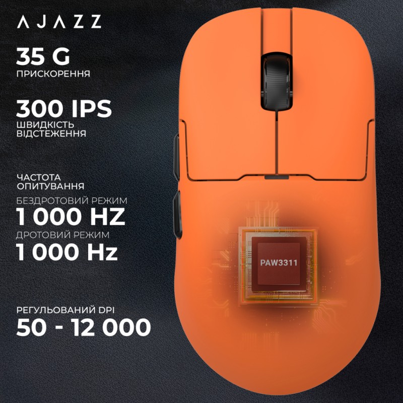 Мышка Ajazz AJ159P MC Wireless/Bluetooth/USB Charging Dock Orange (AJ159P-MC-Orange)