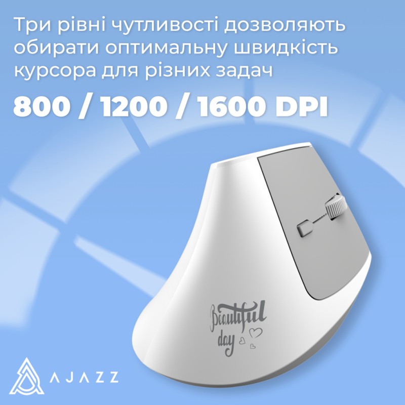 Мышка Ajazz i300 Wireless/Bluetooth/USB White (i300-W)