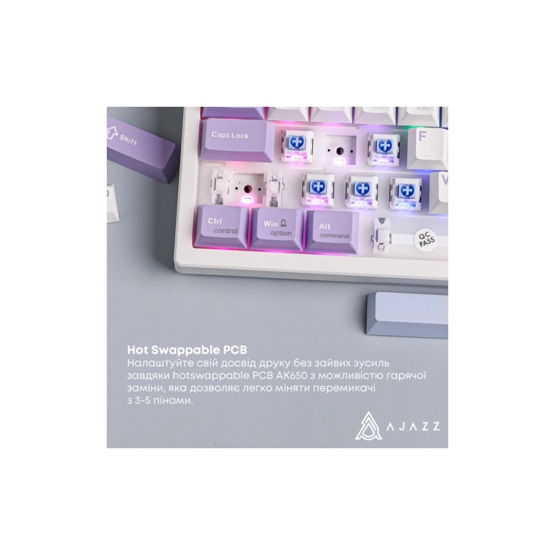 Клавиатура Ajazz AK650 Flying Fish Switch Purple RGB USB/Wireless/Bluetooth UA Purple (AK650-FF-PWB)