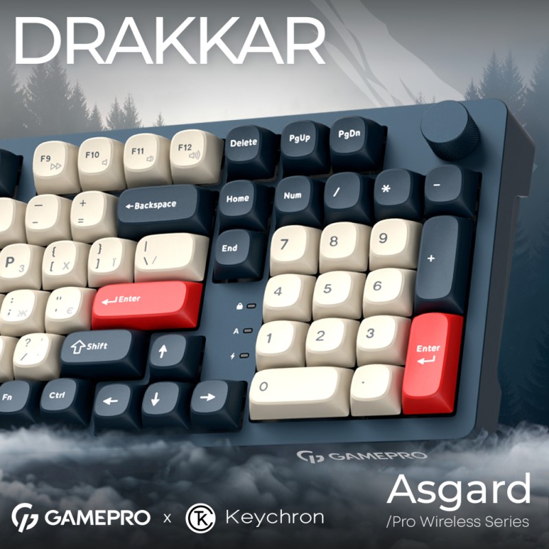 Клавиатура GamePro Asgard Drakkar Keychron Super Red Switch Wireless/Bluetooth/USB UA Blue (MK305BL)