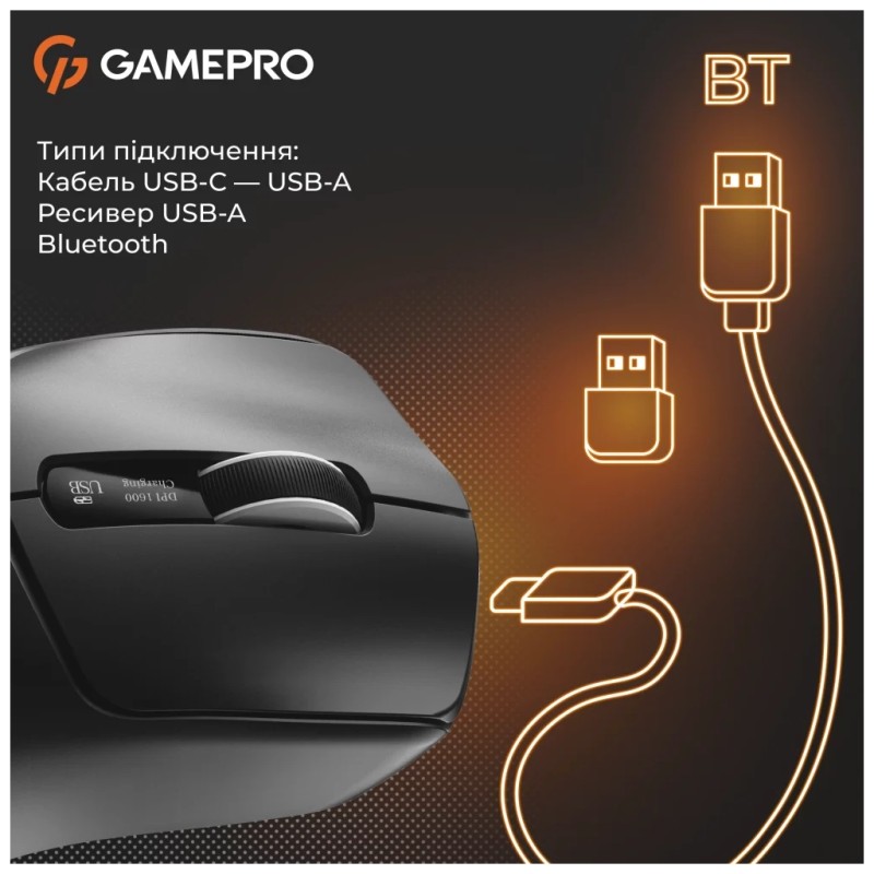 Мышка GamePro Genesis Ranker Wireless/Bluetooth/USB Black (GM012B)