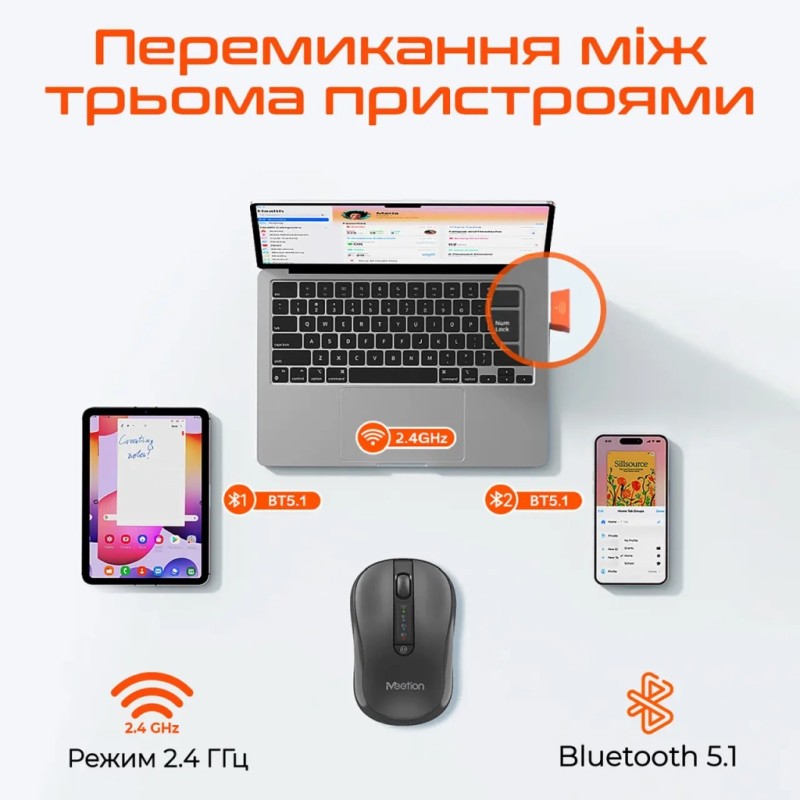 Мышка Meetion BTM185R Bluetooth/Wireless Black (MT-BTM185R-A)