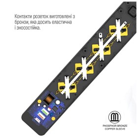 Сетевой фильтр питания ColorWay CW-CHE435PDB, 4 розетки/3USB 5M