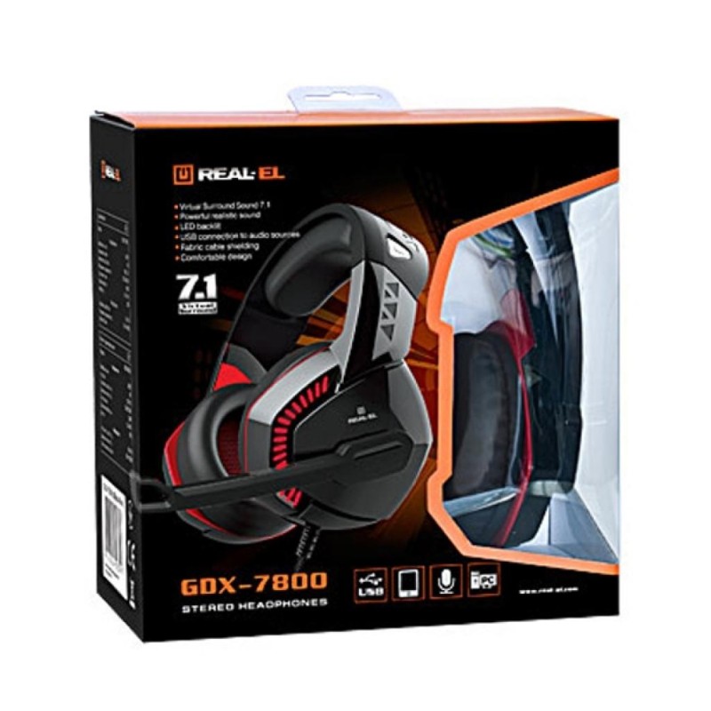Наушники REAL-EL GDX-7800 Black/Red (EL124100027)
