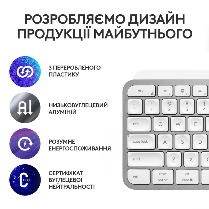 Клавиатура Logitech MX Keys S Wireless UA Pale Grey (920-011588)