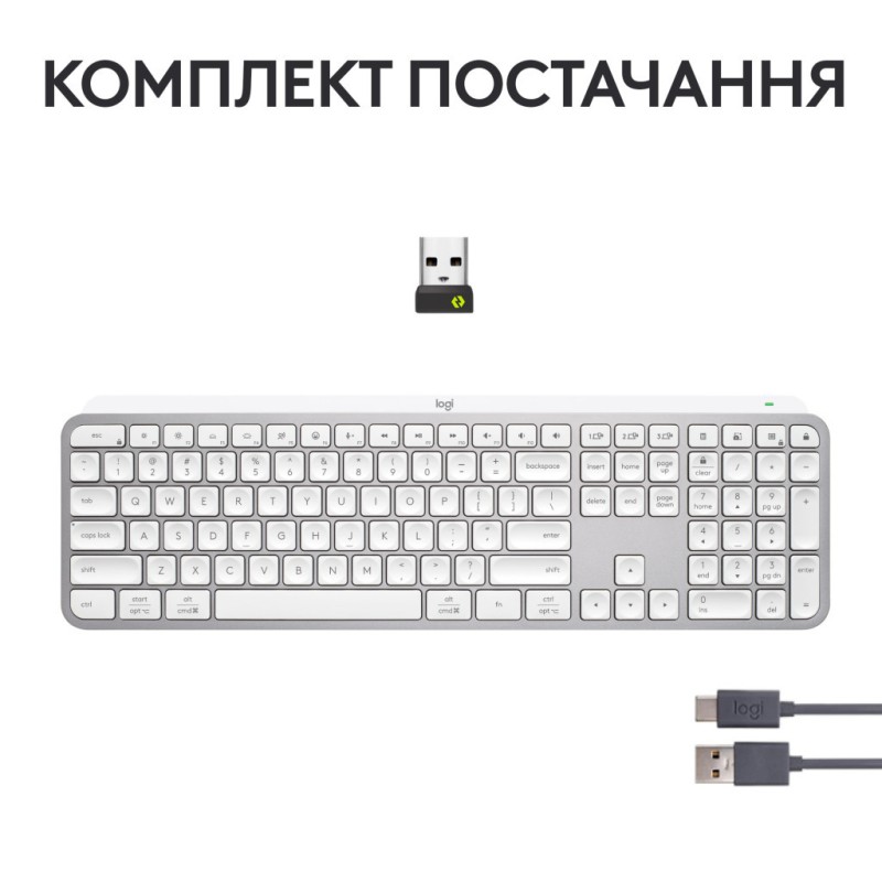 Клавиатура Logitech MX Keys S Wireless UA Pale Grey (920-011588)