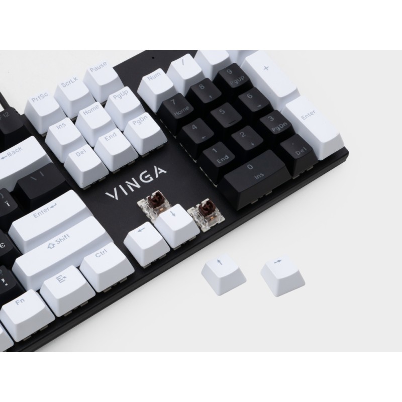 Клавиатура Vinga KBGM-095 LED Brown Switch USB White/Black (KBGM-095BR White/Black)