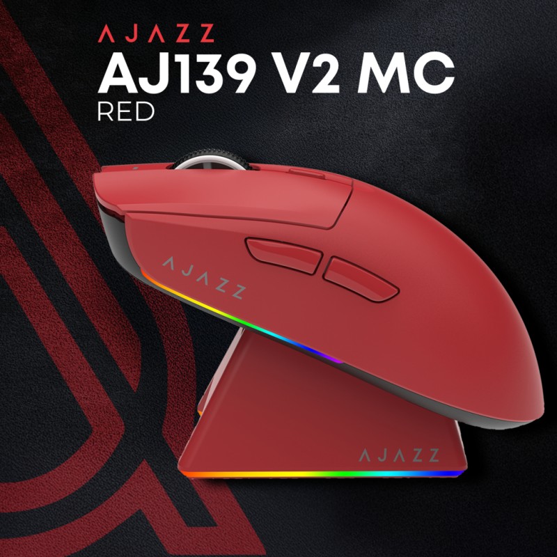 Мышка Ajazz AJ139 V2 MC Wireless/Bluetooth/USB Red (AJ139-V2-MC-R)
