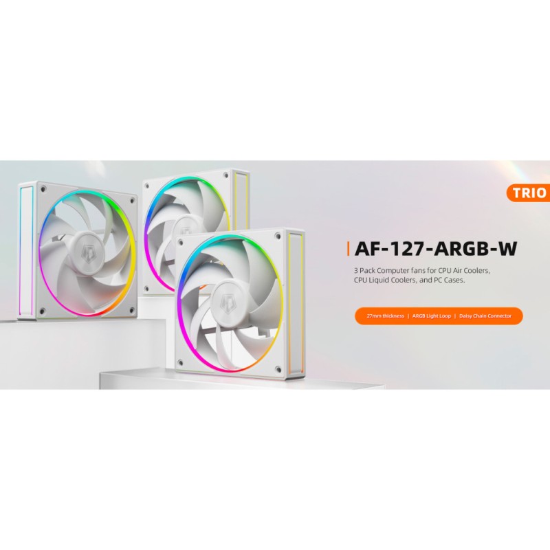 Кулер для корпуса ID-Cooling AF-127-ARGB-W TRIO
