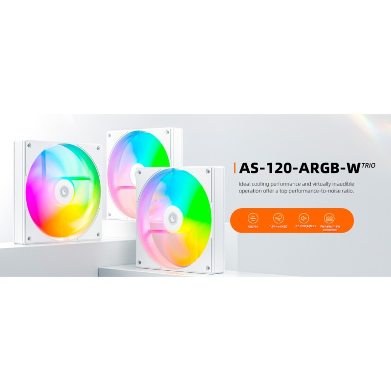 Кулер для корпуса ID-Cooling AS-120-ARGB-W TRIO