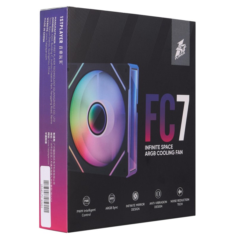 Кулер для корпуса 1stPlayer FC7 Black (FC7-BK-1IN1)