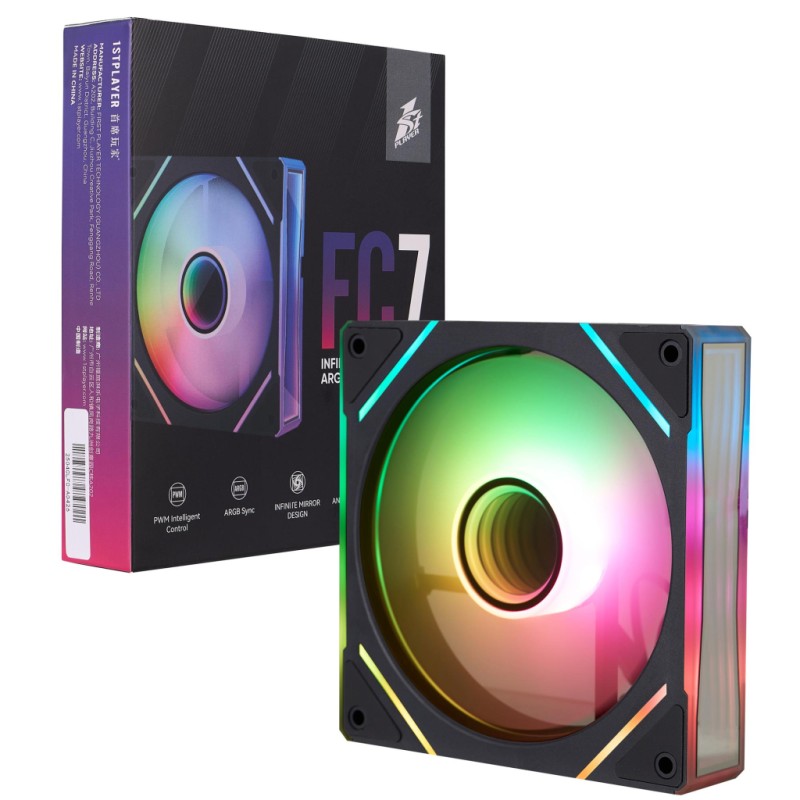 Кулер для корпуса 1stPlayer FC7 Black (FC7-BK-1IN1)