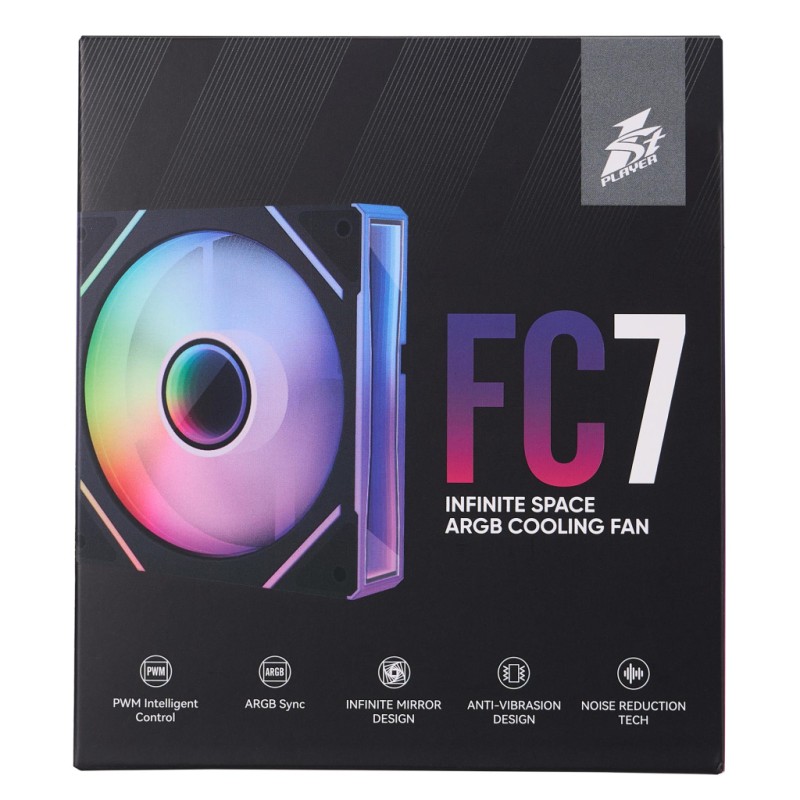 Кулер для корпуса 1stPlayer FC7 Black (FC7-BK-1IN1)