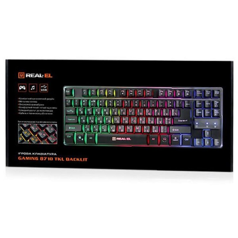 Клавіатура REAL-EL 8710 Gaming TKL Backlit Black (EL123100030)