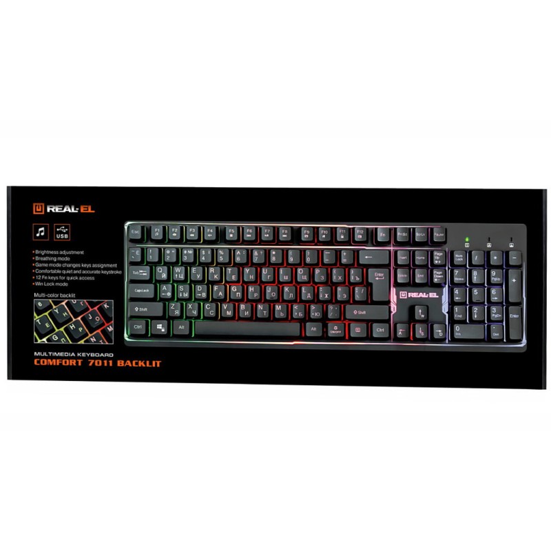 Клавіатура REAL-EL 7011 Comfort Backlit Black (EL123100043)