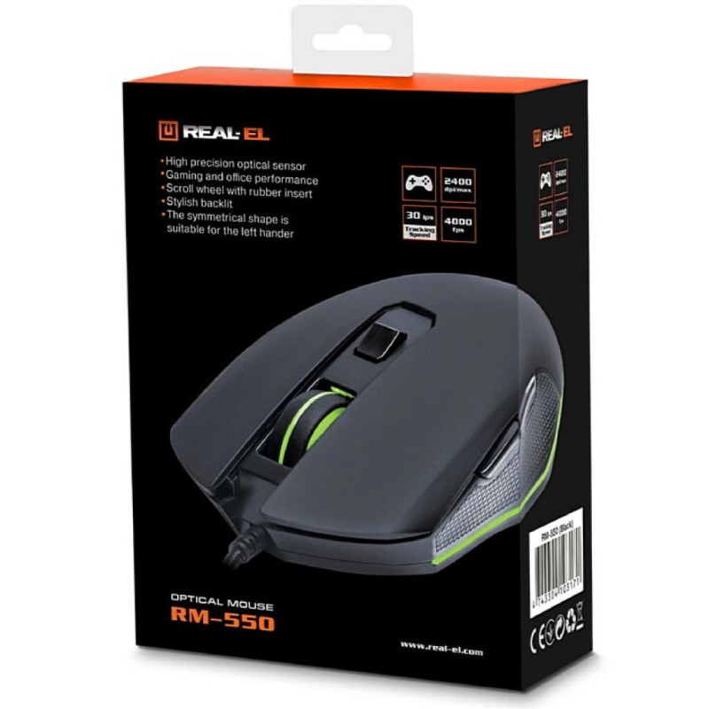 Мышка REAL-EL RM-550 USB Black (EL123200027)
