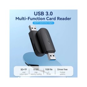 Считыватель флеш-карт Vention USB 3.0 to SD+TF Black Dual Drive Letter (CLGB0)