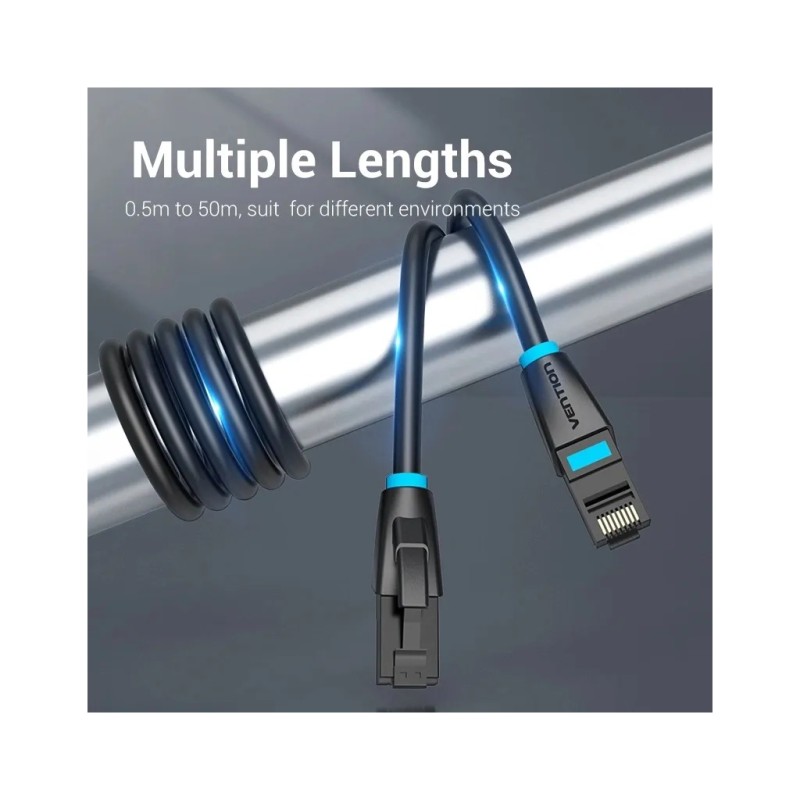 Патч-корд 1м, UTP cat 7 RJ-45 black Vention (IBKBF)