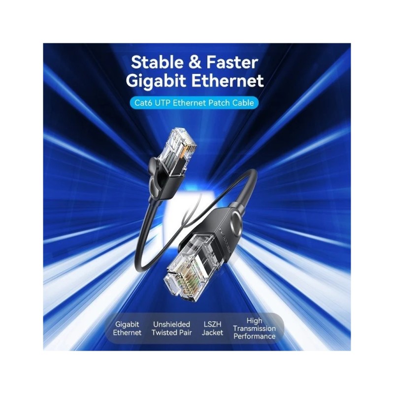 Патч-корд 3м, UTP cat 6 RJ-45 black Vention (IBNBI)