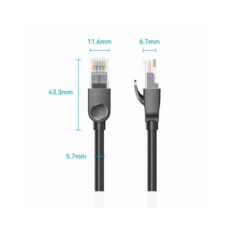 Патч-корд 3м, UTP cat 6 RJ-45 black Vention (IBNBI)