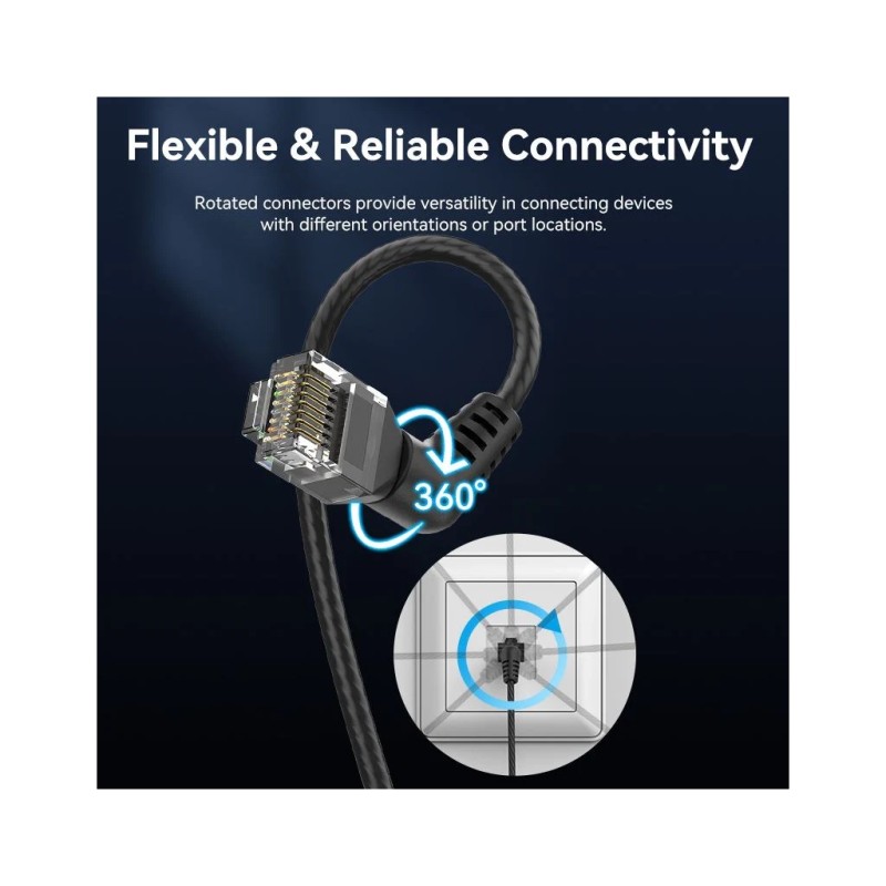 Патч-корд 1.5м, UTP cat 6a RJ-45 90° corner black Vention (IBOBG)