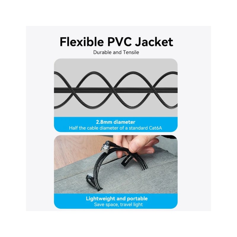 Патч-корд 1.5м, UTP cat 6a RJ-45 90° corner black Vention (IBOBG)