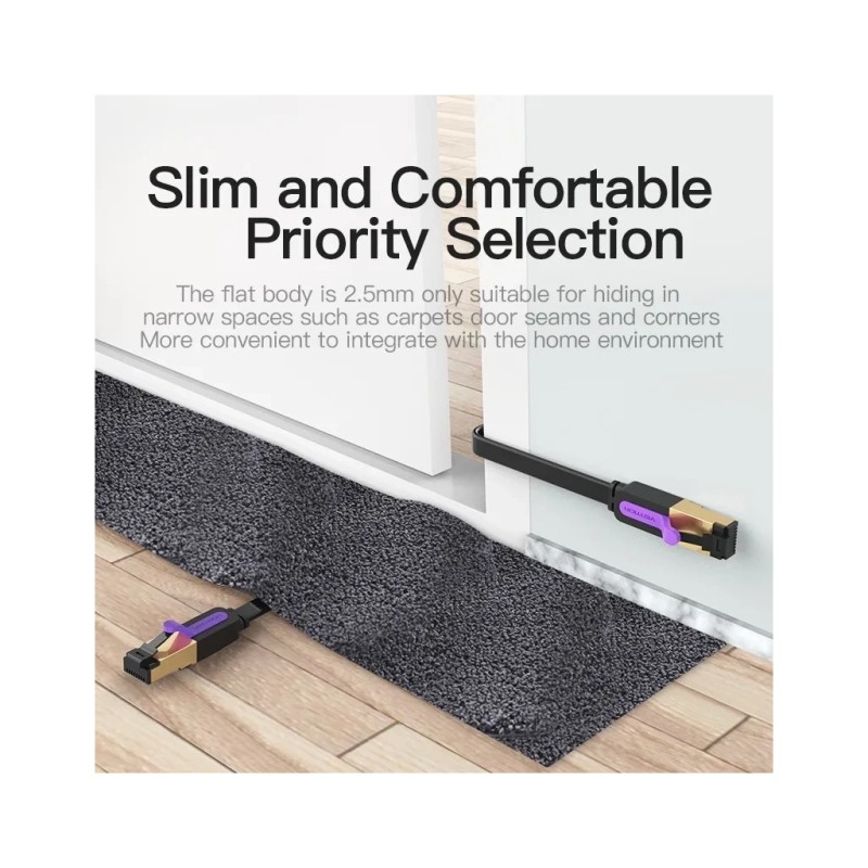 Патч-корд 1м, FTP cat 7 RJ-45 black Vention (ICABF)