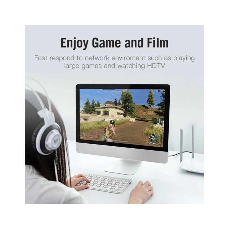 Патч-корд 1м, S/FTP cat 7 RJ-45 black Vention (ICDBF)