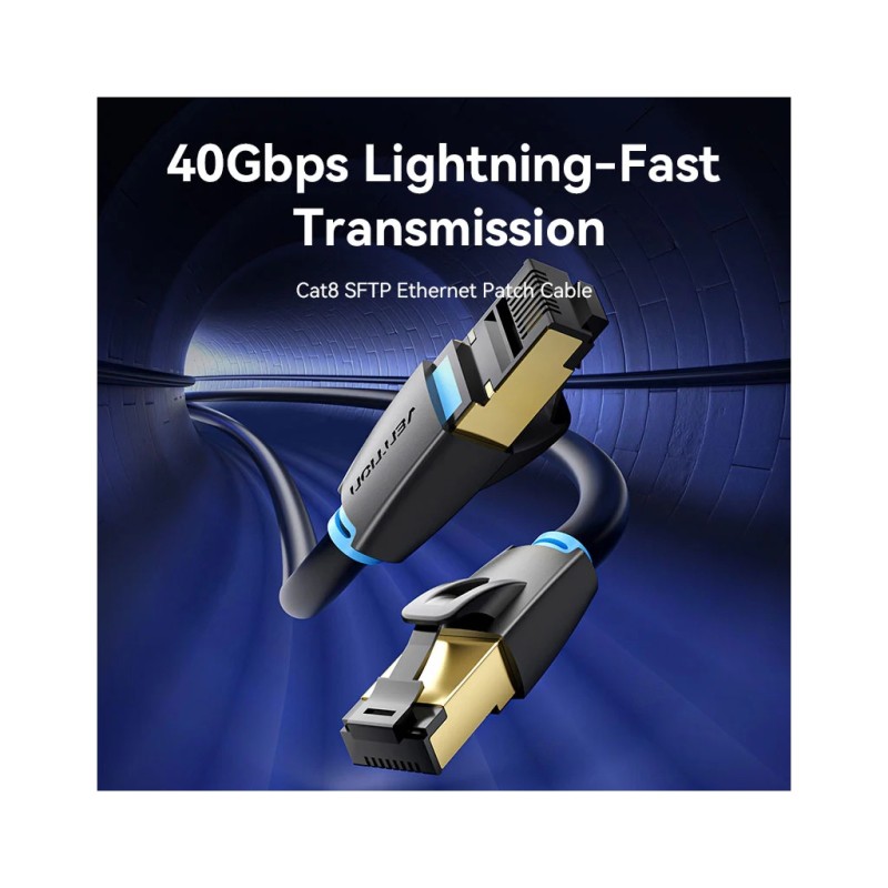 Патч-корд 1м, S/FTP cat 8 RJ-45 black Vention (IKABF)